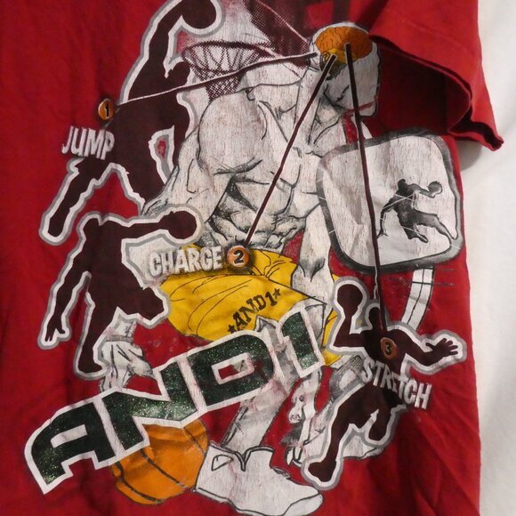 AND1 Logic | XL - extra large 18/20 kids | Red Graphic Basketball Tee - T-Shirt - Picture 14 of 15